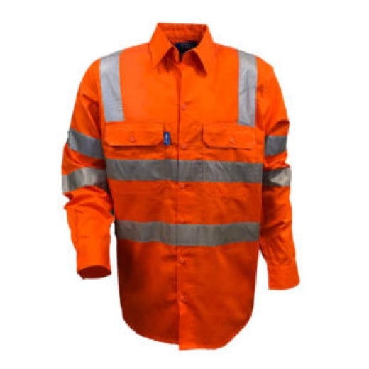 Picture of Tru Workwear, Shirt, Long Sleeve, Cotton Drill, VIC Rail Tape