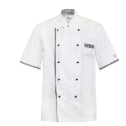 Picture of ChefsCraft, Executive Chef Lightweight Vented Jacket, Short Sleeve, Checked Detail