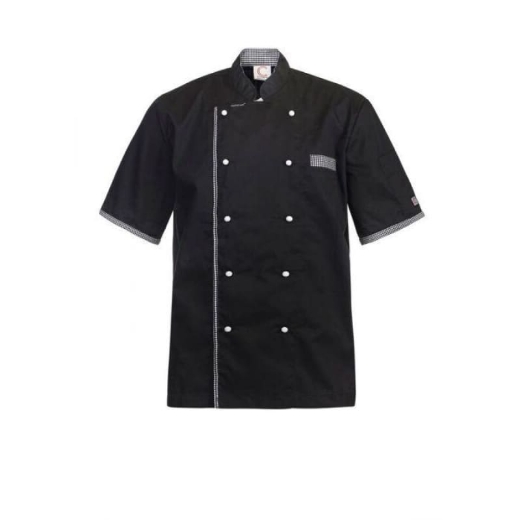 Picture of ChefsCraft, Executive Chef Lightweight Vented Jacket, Short Sleeve, Checked Detail