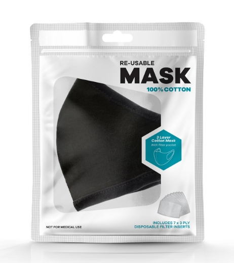 Picture of 3-Ply Mask with Pocket for Filter Insert (includes 7 x filters)
