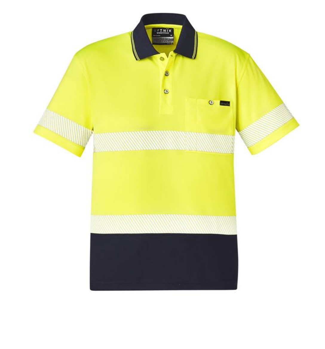 Picture of Syzmik, Unisex Hi Vis Segmented S/S Polo - Hoop Taped