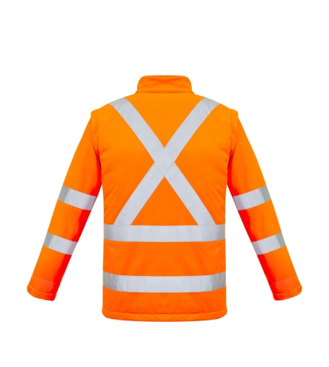 Picture of Syzmik, Unisex Hi Vis X Back 2 in 1 Softshell Rain Jacket