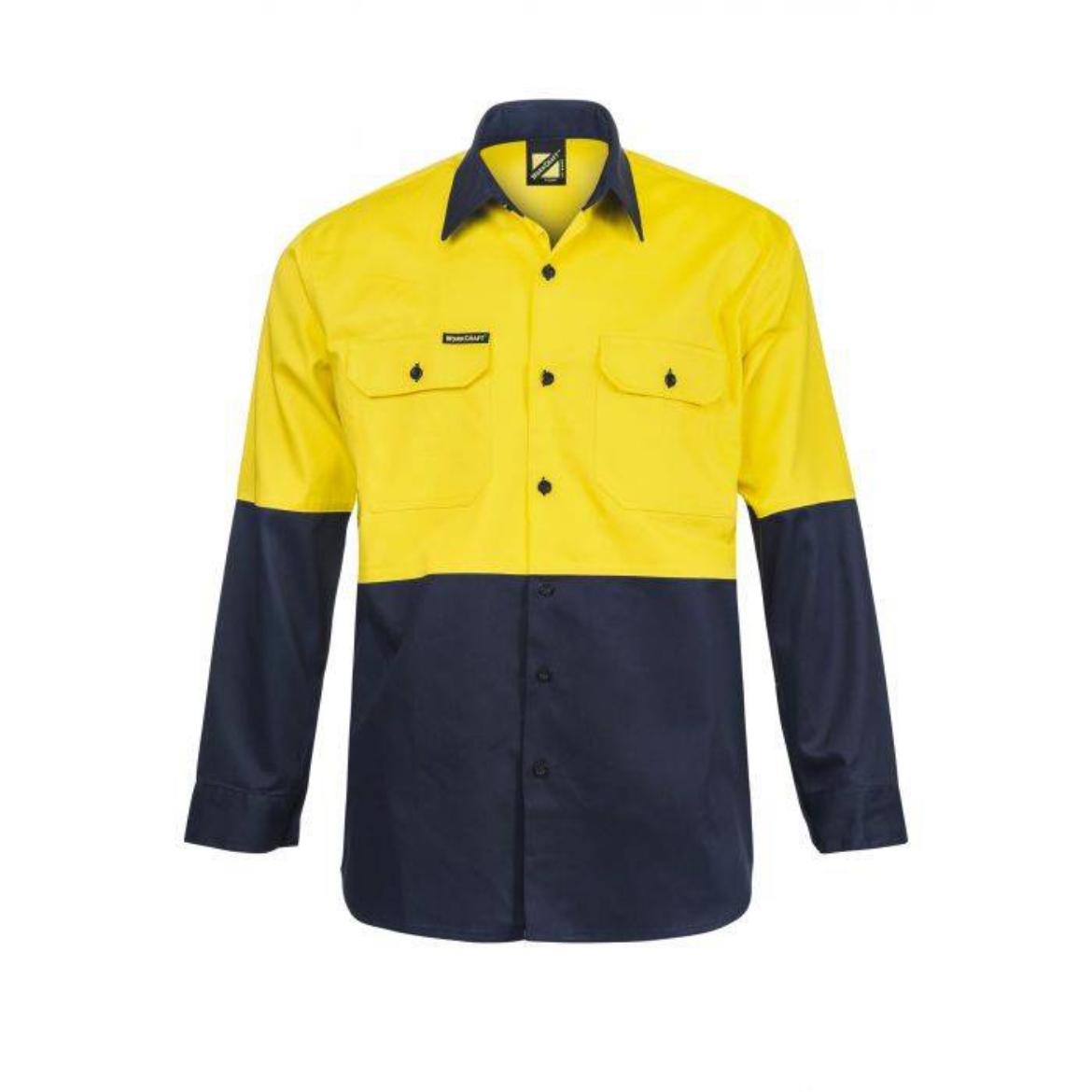 Picture of WorkCraft, Hi Vis Two Tone Long Sleeve Cotton Drill Shirt