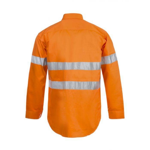 Picture of WorkCraft, Hi Vis Long Sleeve Cotton Drill Shirt W CSR Reflective Tape