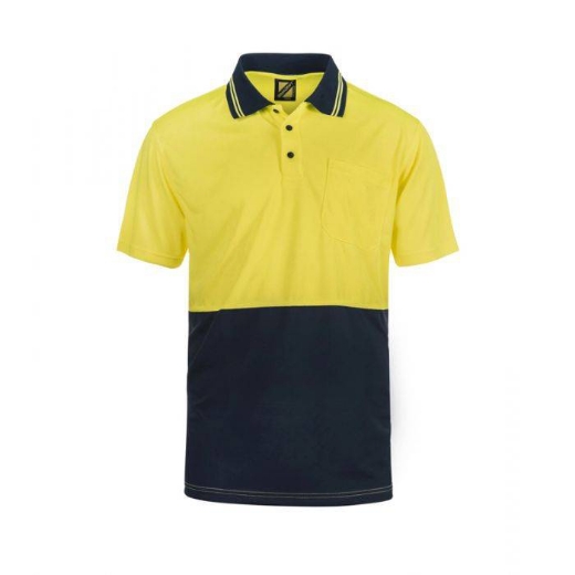 Picture of WorkCraft, Hi Vis Two Tone Short Sleeve Cotton Back Polo W Pocket