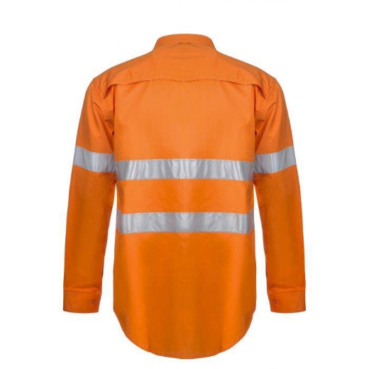 Picture of WorkCraft, Lightweight Hi Vis Long Sleeve Vented Cotton Drill Shirt W CSR Reflective Tape