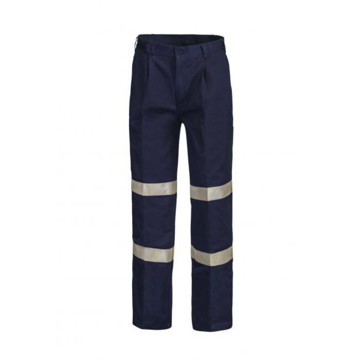 Picture of WorkCraft, Classic Pleat Cotton Drill Trouser W Industrial Laundry Reflective Tape