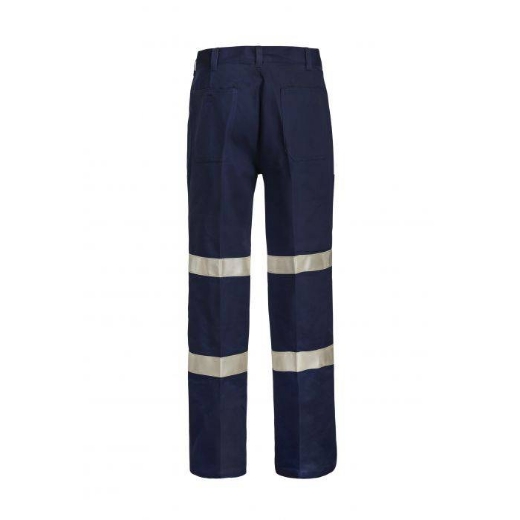 Picture of WorkCraft, Classic Pleat Cotton Drill Trouser W Industrial Laundry Reflective Tape