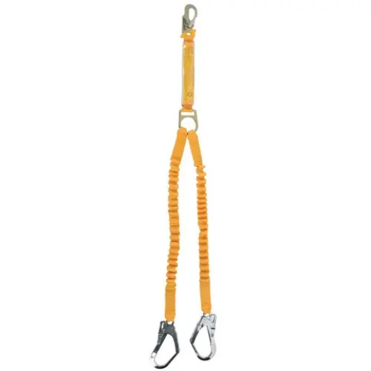 Picture of B-Safe, Shock Absorbing Lanyard Elasti Twin 2M-1.5M Stel Trip Lck Karab Scaf Hoks 50KG-140K